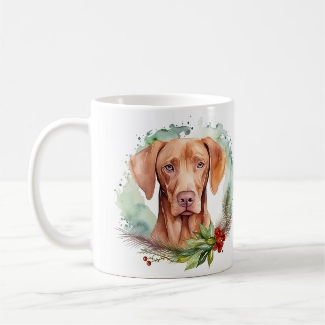 Vizsla Christmas Wreath Festivals Kaffeetasse (Links)