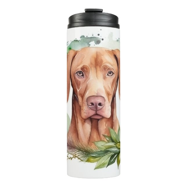 Vizsla Christmas Wreath Festivals Thermosbecher (Vorderseite)