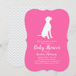 Vizsla Dog Babydusche Girl Pink Einladung
