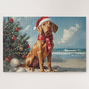 Vizsla Dog Christmas Vintag Beach