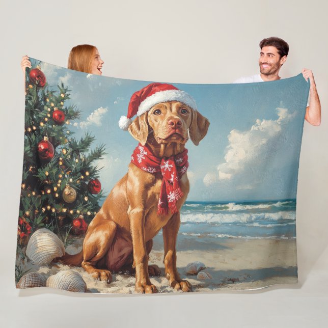 Vizsla Dog Christmas Vintag Beach Fleecedecke (Beispiel)