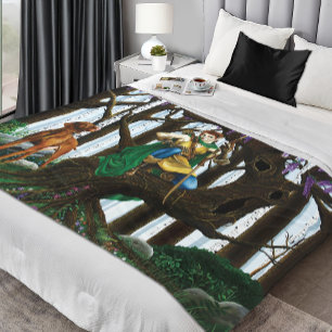 Vizsla Dog Elf Forest Fleecedecke