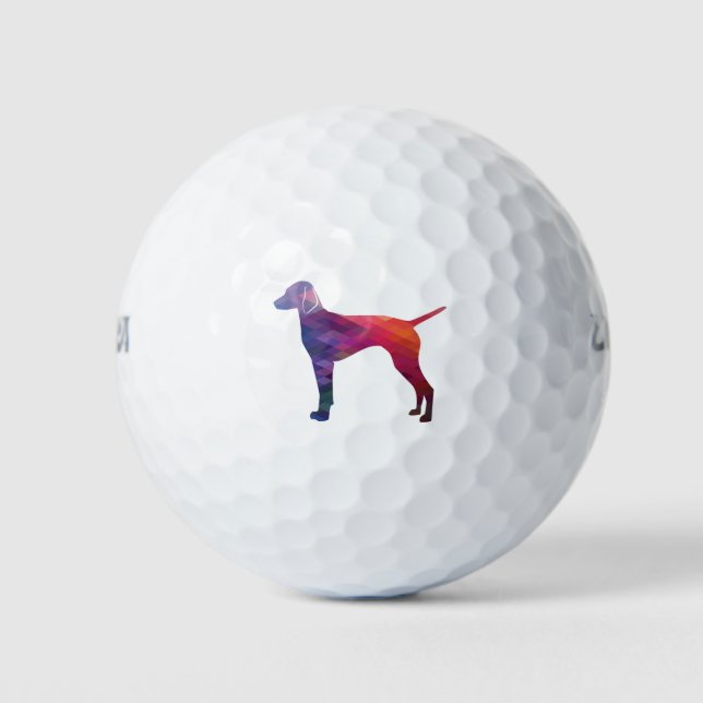 Vizsla Dog Geometric Pattern Silhouette Lila Golfball (Vorderseite)