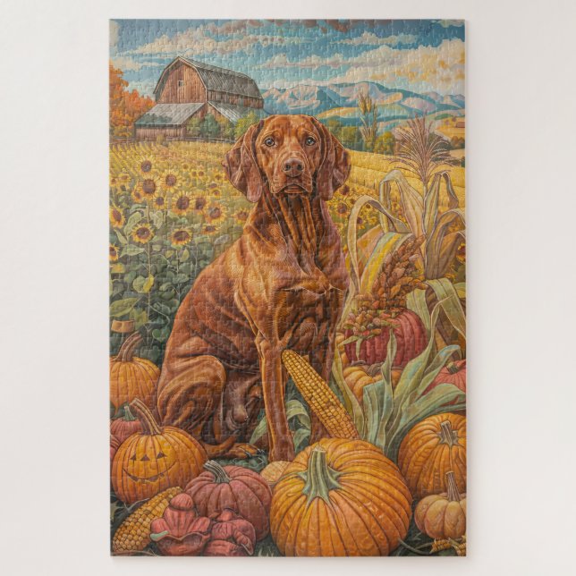 Vizsla Dog Herbsternte Erntedank (Vertikal)