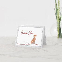 Vizsla Dog Personalisiert & Knochen Rote Schleife Dankeskarte