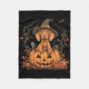 Vizsla Dog Pumpkin Halloween Erntedank Fleecedecke