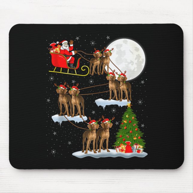Vizsla Dog Santa Sleigh Flying Funny Magical Chris Mousepad (Vorne)