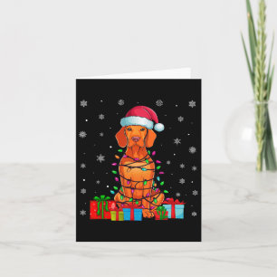 Vizsla Dog Ugly Xmas Lights Weihnachtsmannmütze Vi Karte