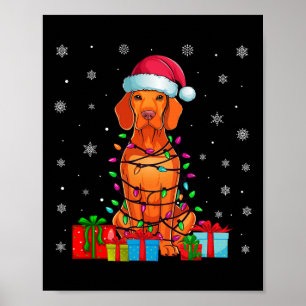 Vizsla Dog Ugly Xmas Lights Weihnachtsmannmütze Vi Poster