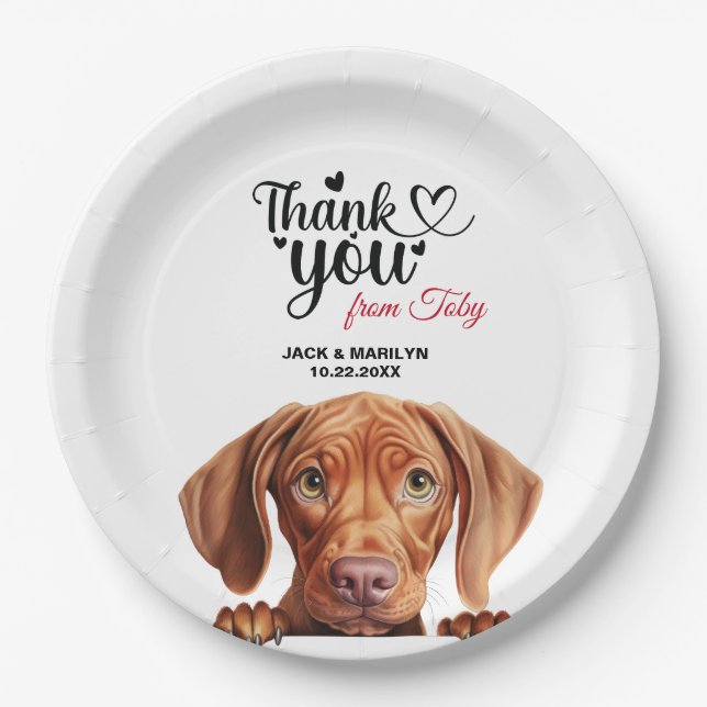 Vizsla Dog Wedding Vielen Dank Pappteller (Vorderseite)