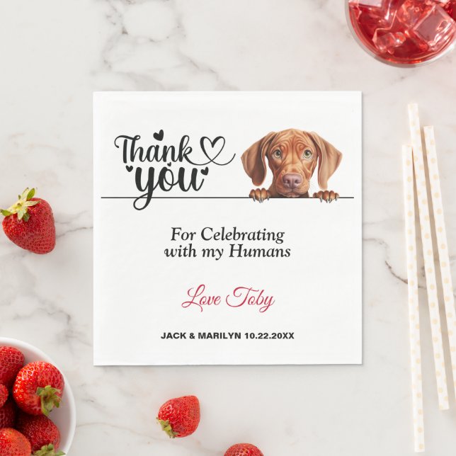 Vizsla Dog Wedding Vielen Dank Serviette (Beispiel)