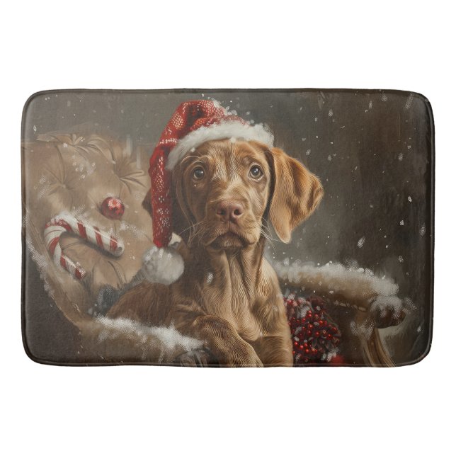 Vizsla Dog Weihnachtsfest Badematte (Vorderseite)