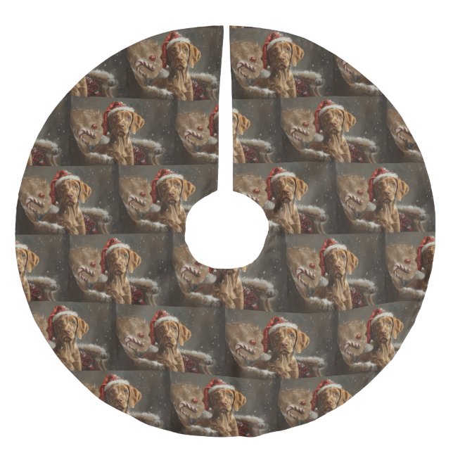 Vizsla Dog Weihnachtsfest Polyester Weihnachtsbaumdecke (Vorderseite)