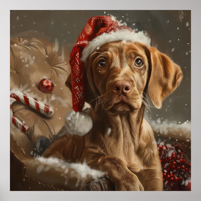 Vizsla Dog Weihnachtsfest Poster (Vorne)