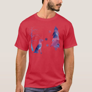 Vizsla Dog Winterkunst mit Schneeflocken T-Shirt