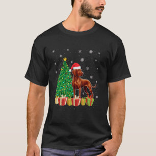 Vizsla Dog Xmas Tree Lighting Weihnachtsmannmütze T-Shirt