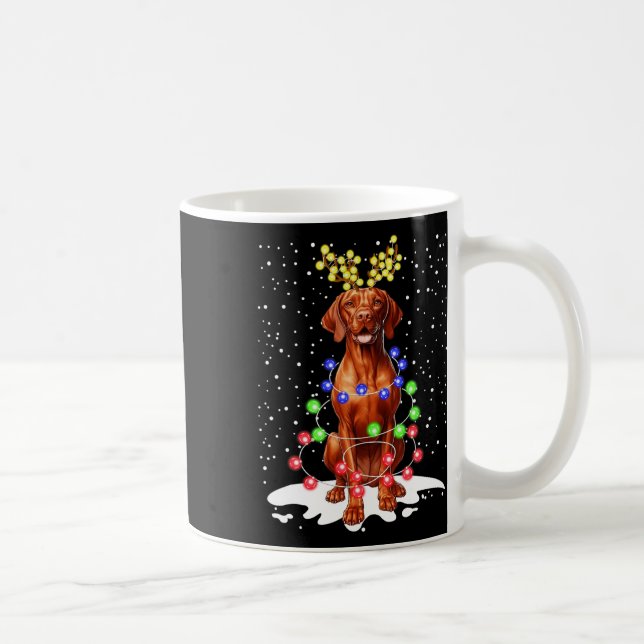 Vizsla Dog Xmas Ugys Weihnachtsbeleuchtung Kaffeetasse (Rechts)