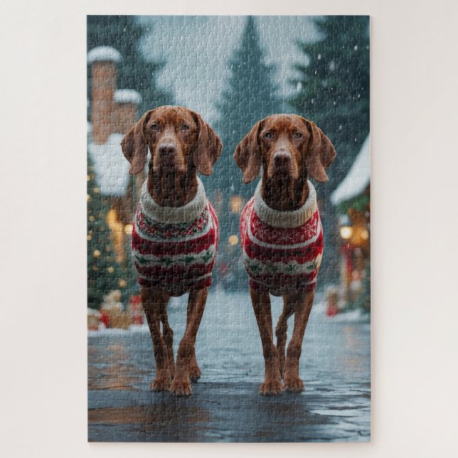 Vizsla Dogs Christmas Snow Holiday (Vertikal)