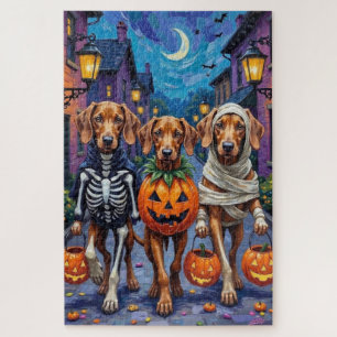 Vizsla Dogs Trick-or-Treating in Halloween-Kostüm