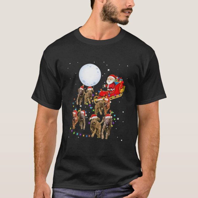 Vizsla Funny Reindeer Christmas Moon Santa Dog T-Shirt (Vorderseite)