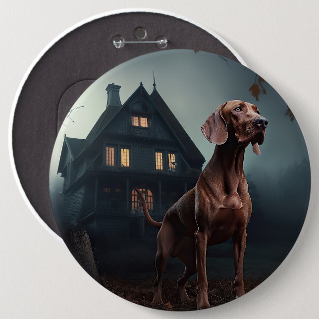 Vizsla Halloween Beängstigend Button (Vorne & Hinten)