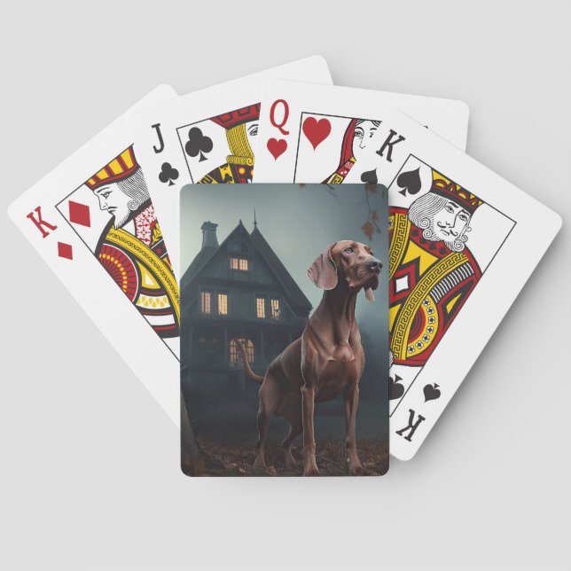 Vizsla Halloween Beängstigend Spielkarten (Rückseite)