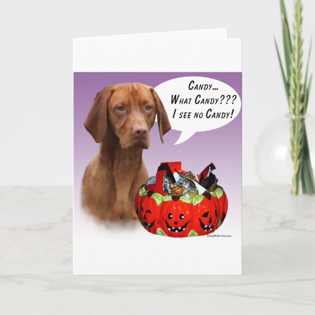 Vizsla Halloween Candy Karte (Vorderseite)