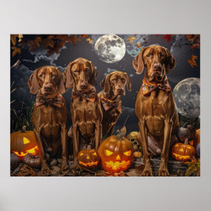 Vizsla Halloween Spooky Poster