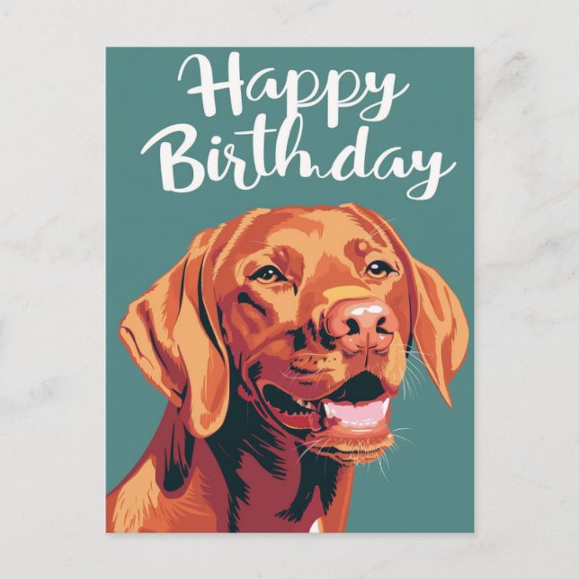 Vizsla Happy Birthday Postkarte (Vorderseite)