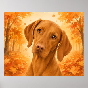 Vizsla-Herbstwaldhund Poster