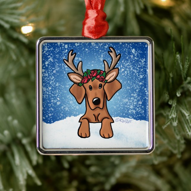 Vizsla Hound Rentier Metal Ornament (Baum)