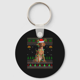 Vizsla-Hund hässliche Weihnachtspullover Feiertage Schlüsselanhänger
