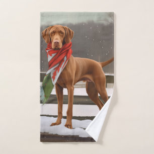 Vizsla-Hund im Schnee Weihnachten Badhandtuch Set