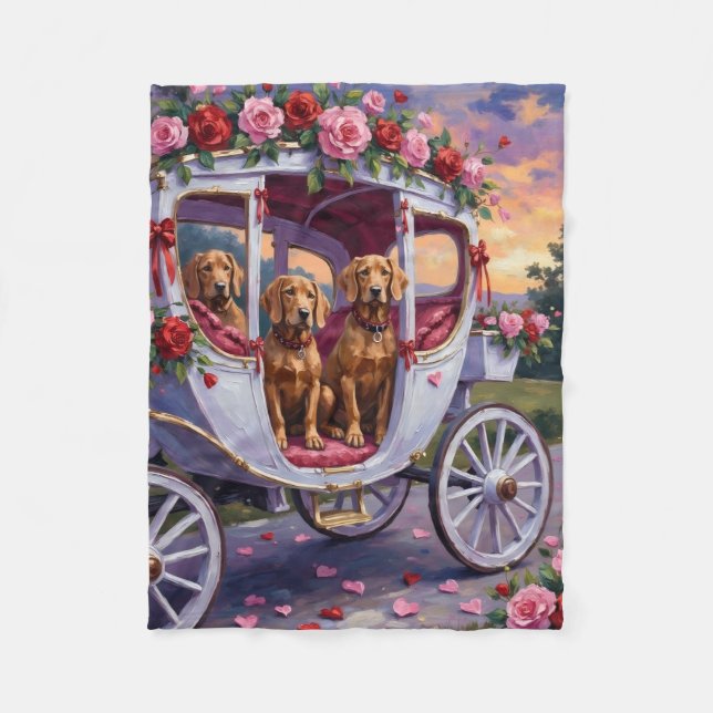 Vizsla Hund Valentinstag Fleecedecke (Vorderseite)