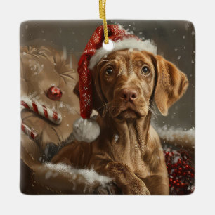 Vizsla-Hund Weihnachtsfestlich Keramikornament