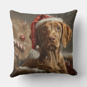 Vizsla-Hund Weihnachtsfestlich Kissen