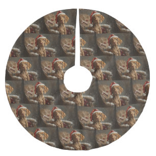 Vizsla-Hund Weihnachtsfestlich  Polyester Weihnachtsbaumdecke