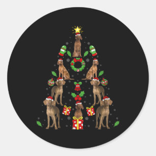Vizsla Hund Xmas Beleuchtung Baum Vizsla Weihnacht Runder Aufkleber