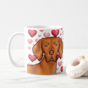 Vizsla Hunde Liebe mit roten und rosa Herzen Muste Kaffeetasse