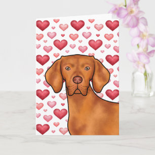 Vizsla Hunde Liebe mit roten und rosa Herzen Muste Karte