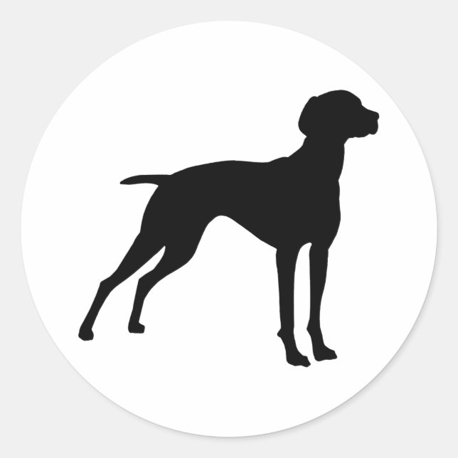 Vizsla-Hunde-Silhouette (schwarz) Runder Aufkleber (Vorderseite)