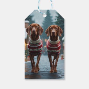 Vizsla Hunde Weihnachten Schnee Urlaub Geschenkanhänger