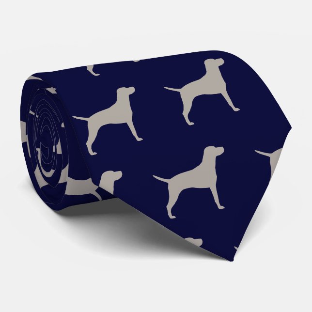 Vizsla HundeSilhouette-Muster-Mitternachtsblau Krawatte (Gerollt)