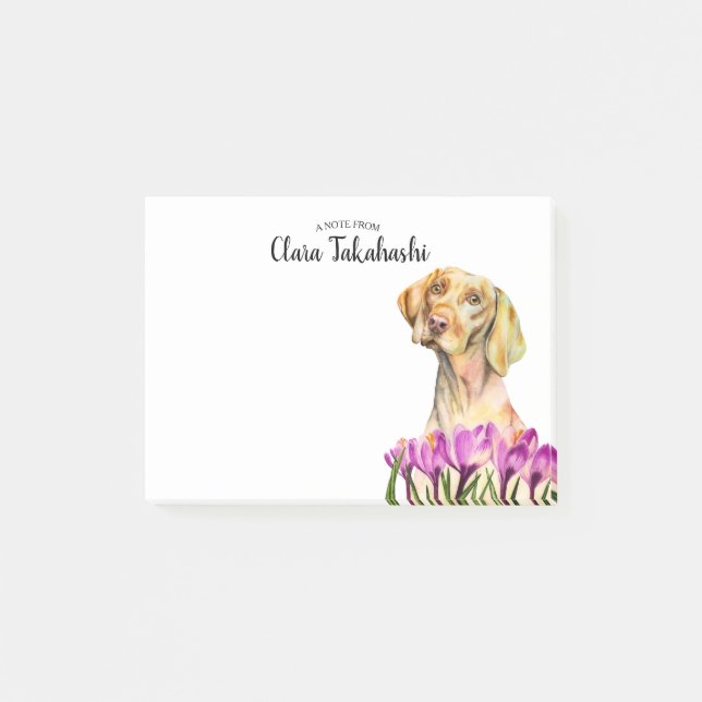 Vizsla Hundsveilchen-Blume | addieren Ihren Namen Post-it Klebezettel (Vorderseite)