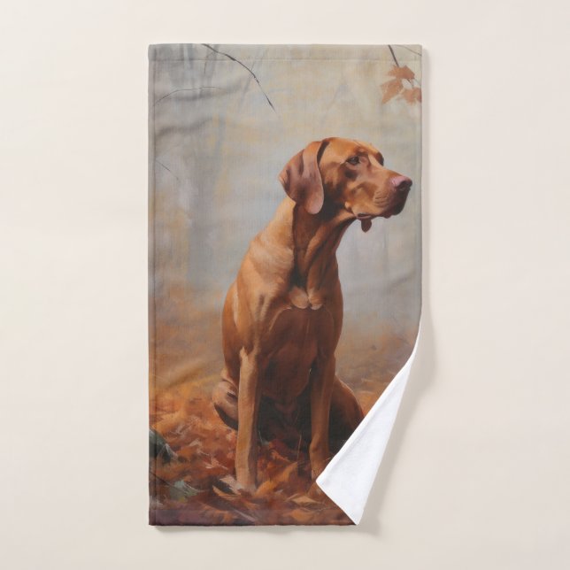 Vizsla im Herbst Leaves Fall Inspiriert Badhandtuch Set (Handtuch)