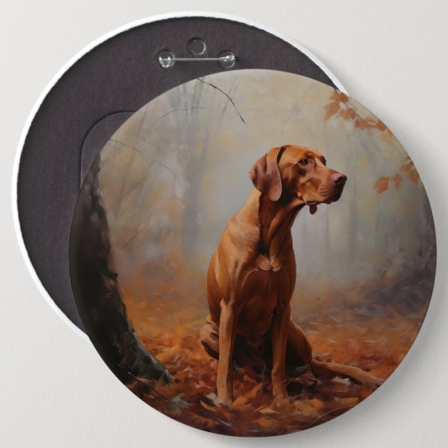 Vizsla im Herbst Leaves Fall Inspiriert Button (Vorne & Hinten)