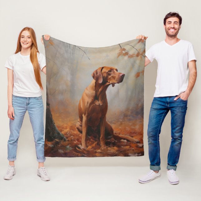 Vizsla im Herbst Leaves Fall Inspiriert Fleecedecke (Beispiel)