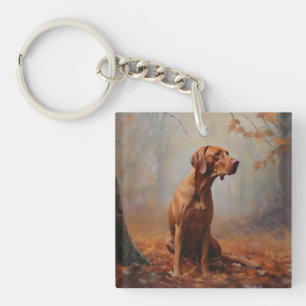 Vizsla im Herbstlaubfall inspiriert Schlüsselanhänger