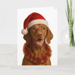 Vizsla in a Santa hat Christmas card Karte