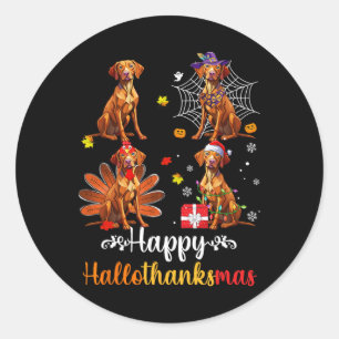 Vizsla Lover Halloween Frohe Weihnachts-Happy Hall Runder Aufkleber